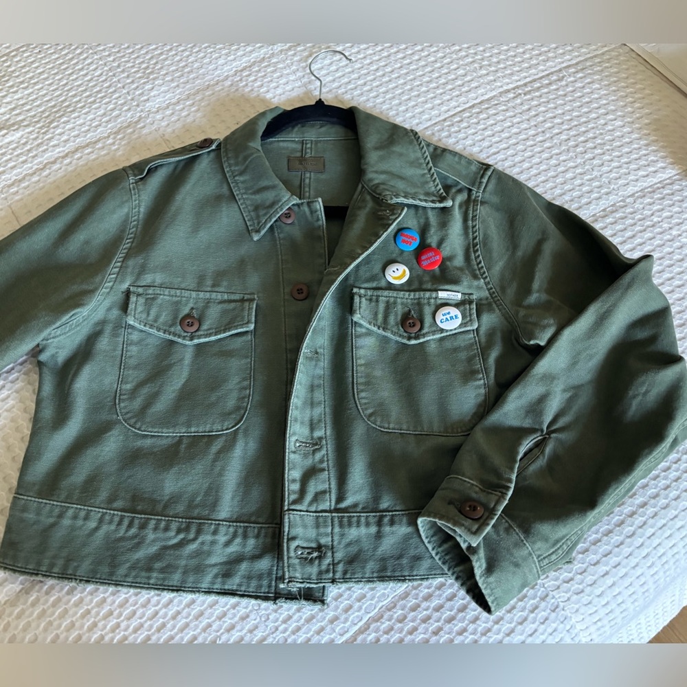 MOTHER Olive Green Military Jacket with Button Details